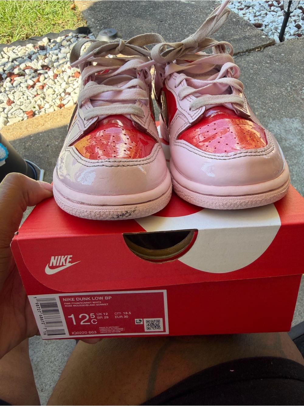 Nike Kids Pink and Red Dunk Low Sneakers